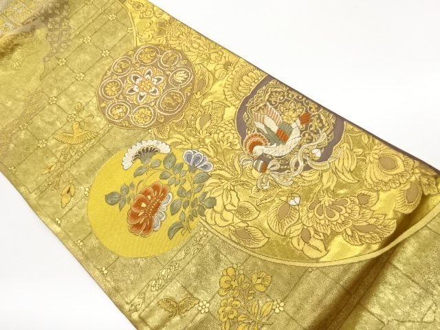 JAPANESE FUKURO OBI / WOVEN FLOWER CREST